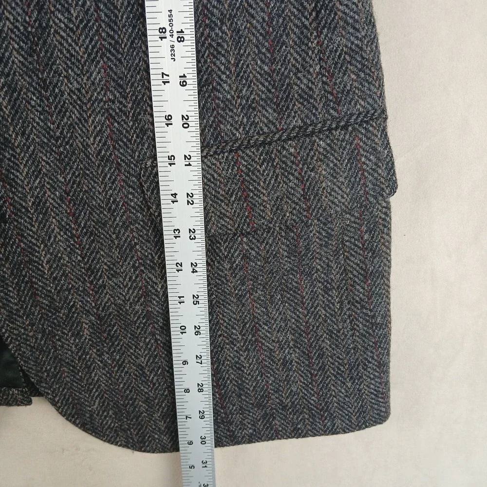VTG Harris‎ Tweed Baskin 40R Mens Blazer 21x30 Herringbone FLAW